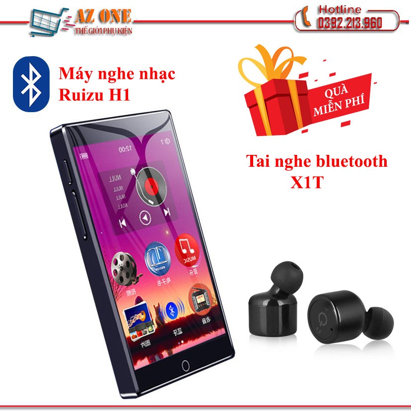 Máy Nghe Nhạc Lossless MP3 MP4 Bluetooth Màn Hình Cảm Ứng 4 inch Ruizu H1 Tặng Kèm Tai Nghe X1T