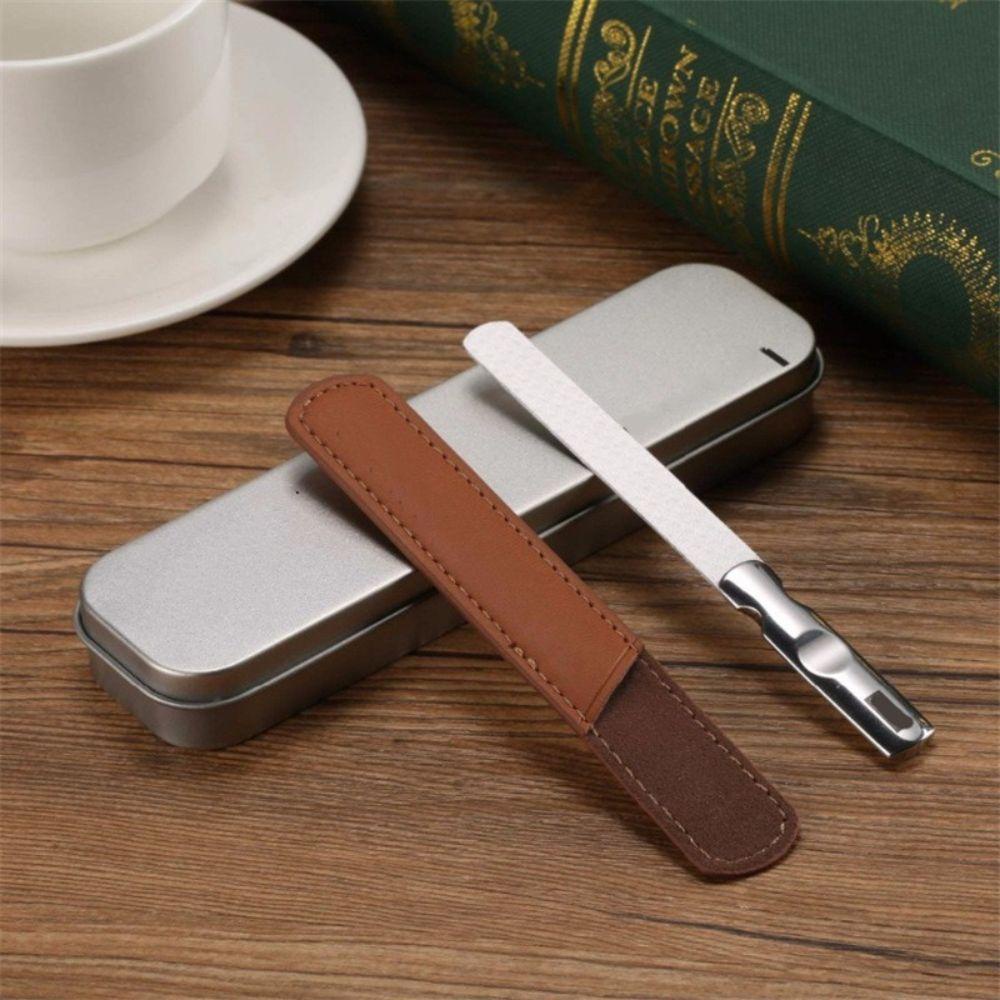 Dụng Cụ Dũa Móng Hai Mặt Bằng Da Bền Bỉ Dành Cho Salon