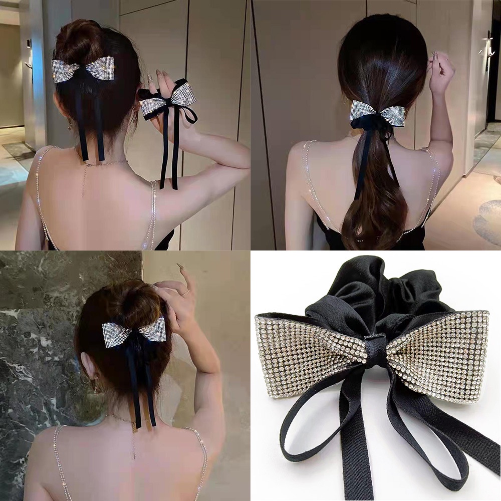 Dây Cột Tóc Hình Nơ Đính Đá Phong Cách Hàn Quốc Cho Nữ