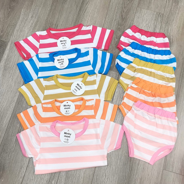 Bộ Minky mom kẻ siêu xinh cho bé trai bé gái