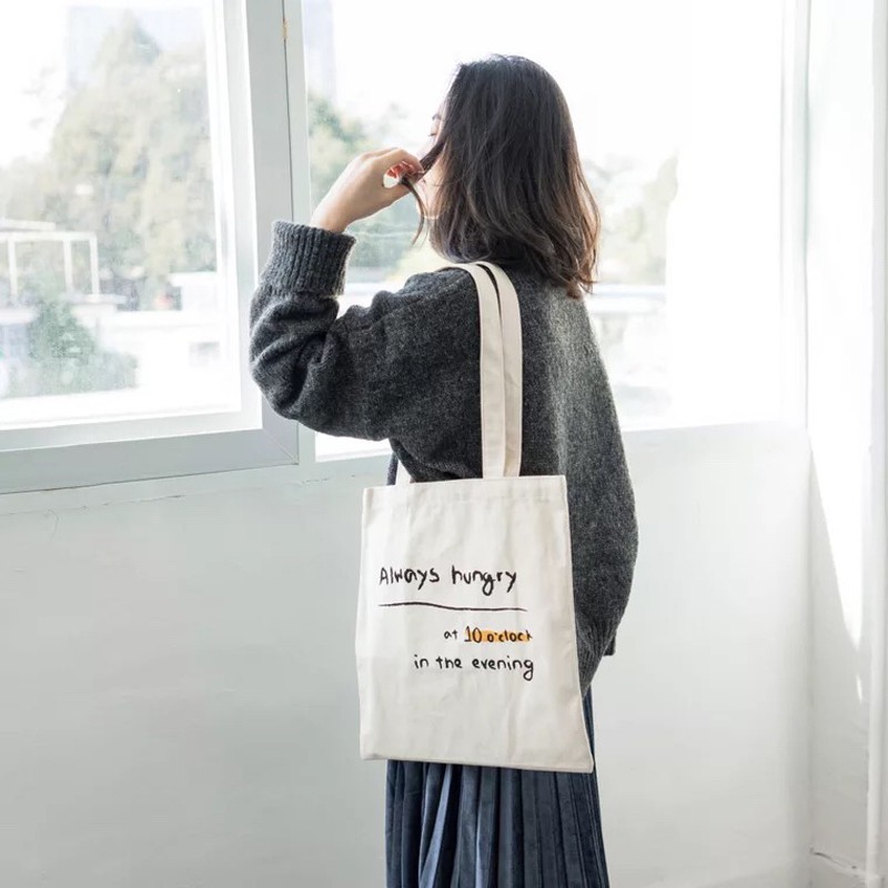 Túi Tote vải bố đựng đồ canvas dễ thương, túi xách Canvas cá tính