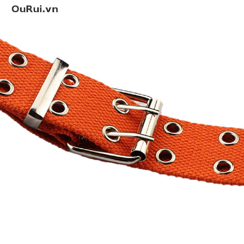 Thắt Lưng Vải Canvas Nylon 2 Hàng Lỗ Cài Chốt 105cm Thời Trang Cho Nữ