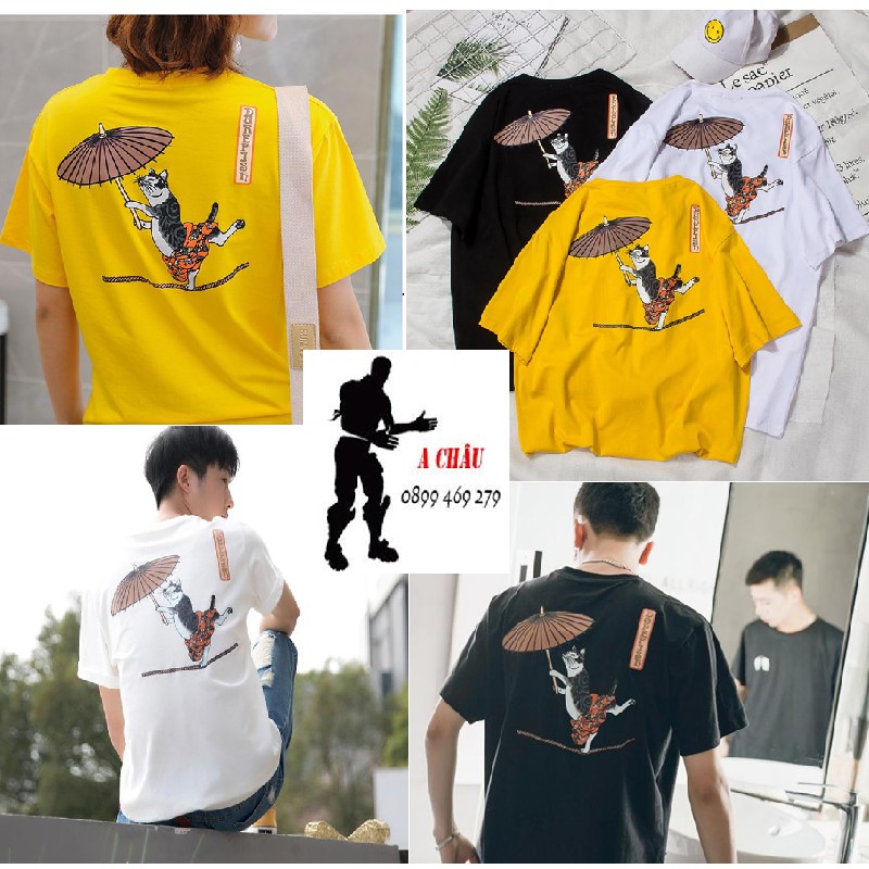 Áo thun freestyle cao cấp tay lỡ CNV146 hình chú chuột béo thăng bằng trên dây cực đáng yêu A025