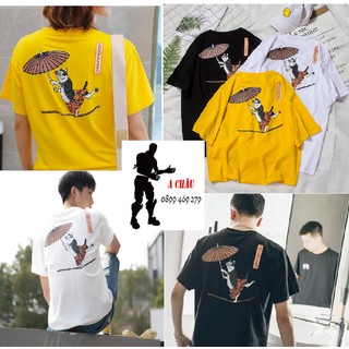 Áo thun freestyle cao cấp tay lỡ  CNV146 hình chú chuột béo  thăng bằng trên dây cực  đáng yêu A025