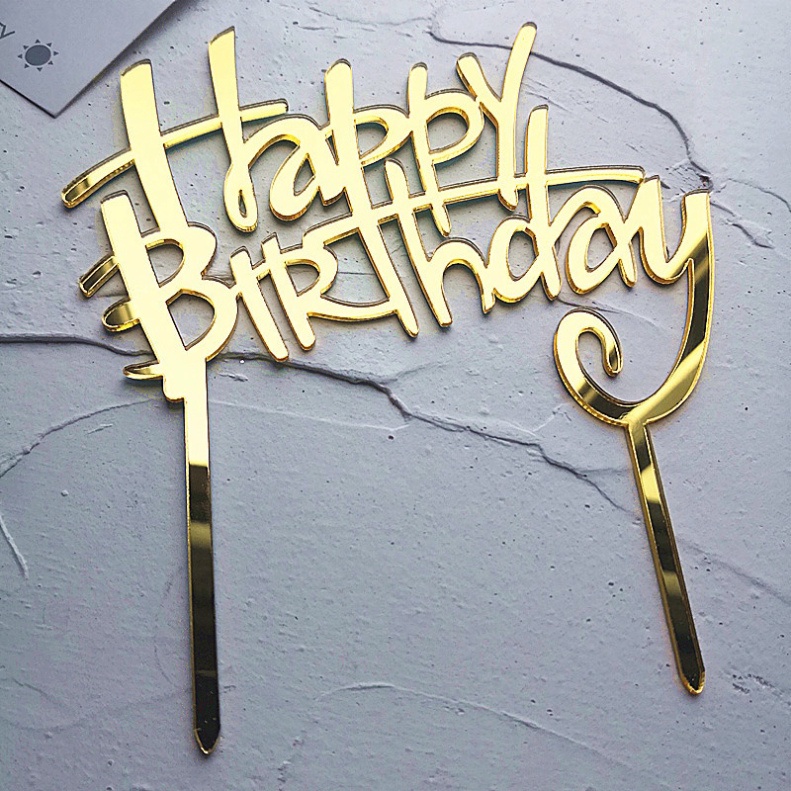 đồ cắm bánh kem sinh nhật [FREESHIP❤️] combo 10 thẻ mica tráng gương siêu đẹp