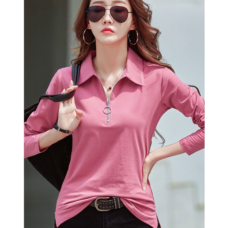 Áo polo Nữ Tay Dài Màu Trơn Thời Trang Size M-5XL