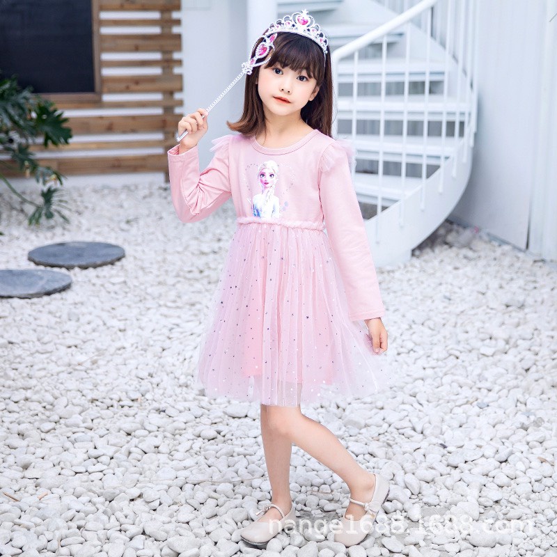 VA01 Váy Elsa  cho bé gái dễ thương,  đầm công chúa Elsa dài tay