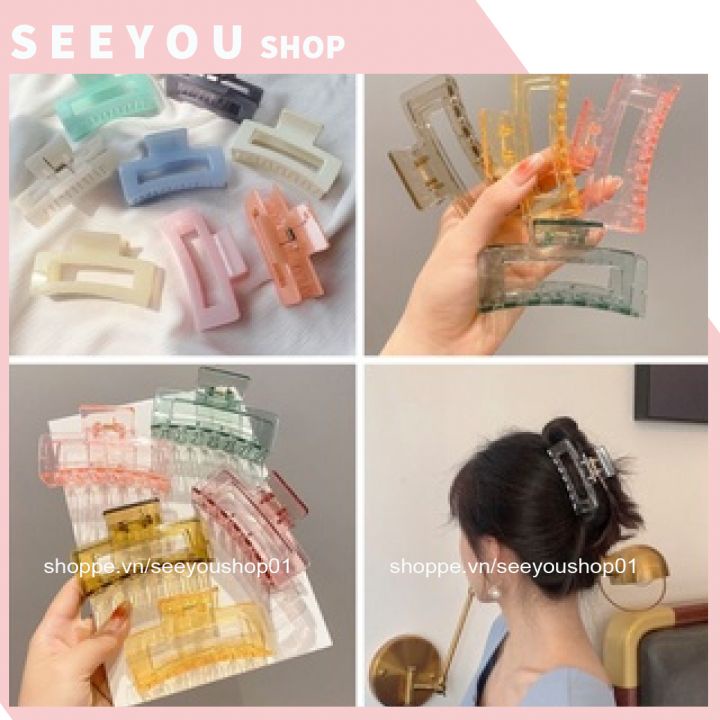 Kẹp Tóc Nhựa Vuông 8,5 cm Kẹp Cả Đầu Siêu Sang Trọng