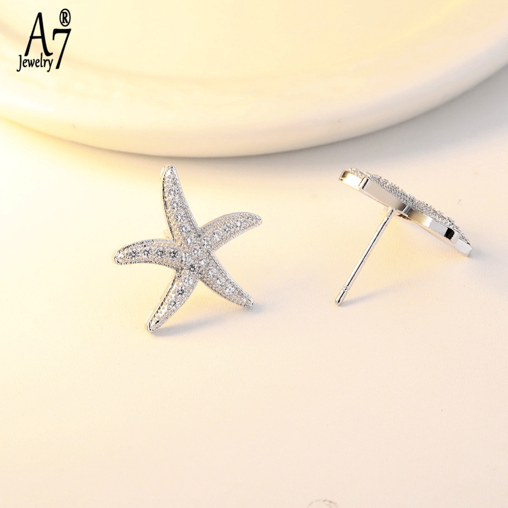 Hoa tai hình sao biển đính đá toàn diện phong cách thời trang Âu Mỹ