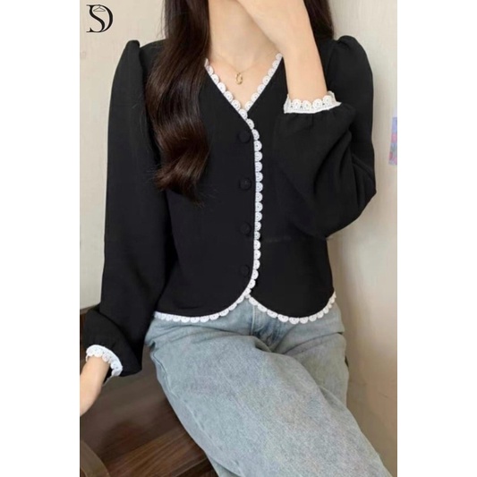 Áo lẻ bigsize, áo sơ mi kiểu hàn quốc cổ viền ren