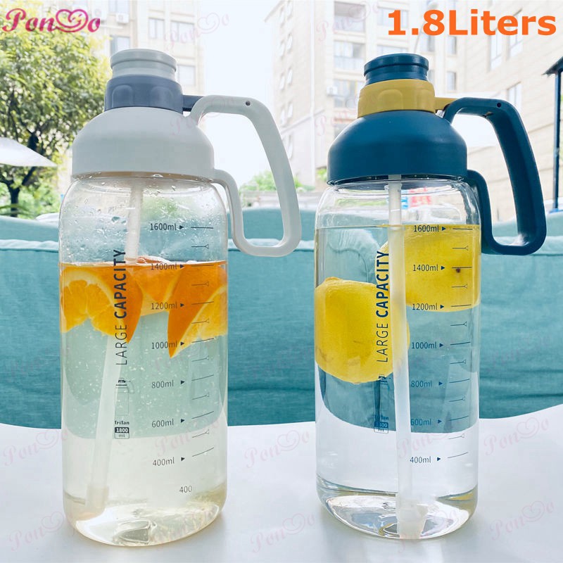 Bình nước thể thao 1800ml 1.8L kèm theo ống hút tiện lợi