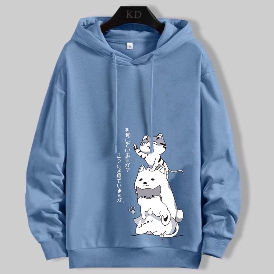 Áo Hoodie Lót Lông Cừu Dày Dặn Dáng Rộng Phong Cách Thể Thao Hợp Thời Trang Thu Đông Cho Nam