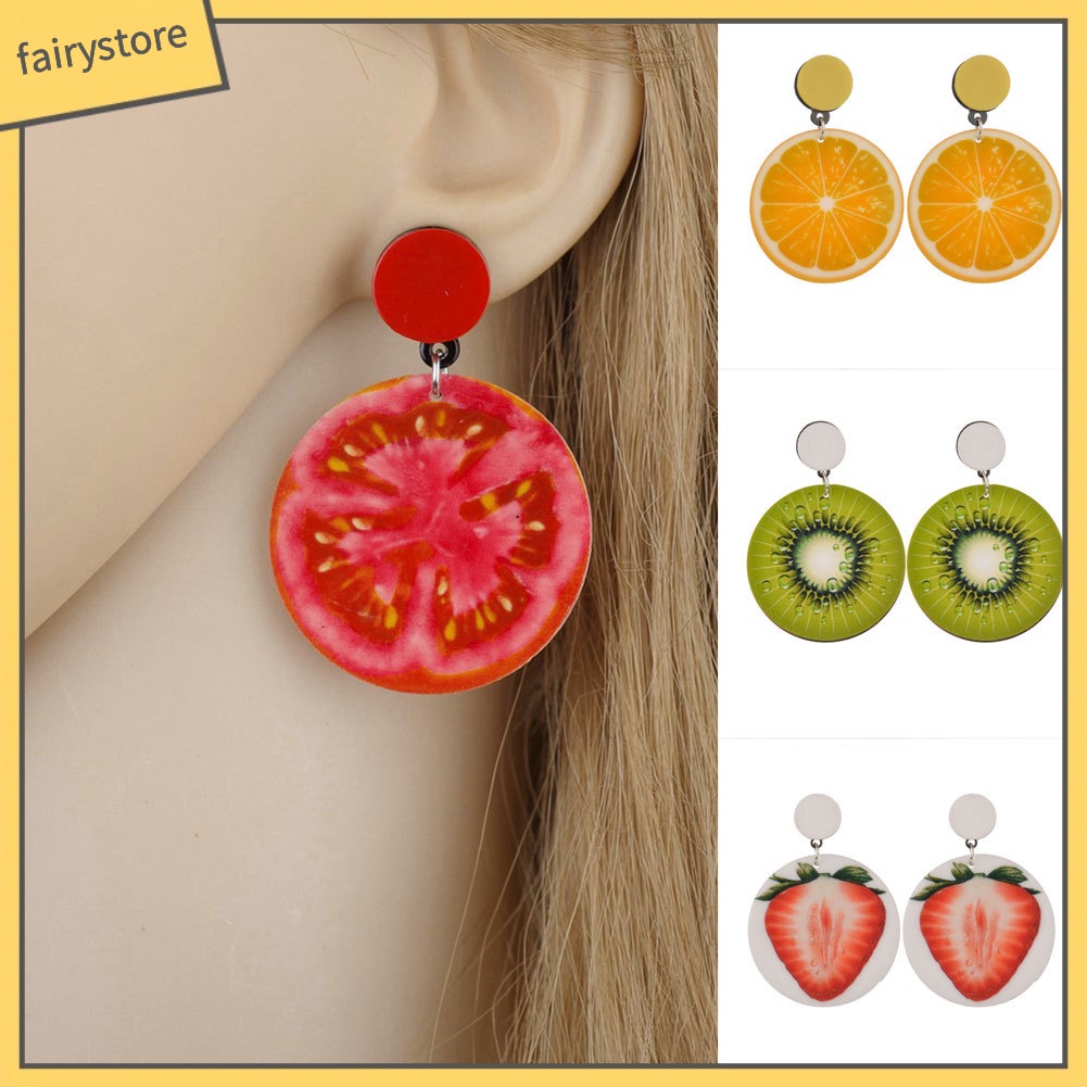 Hoa tai mặt tròn hình trái cây xinh xắn dành cho nữ