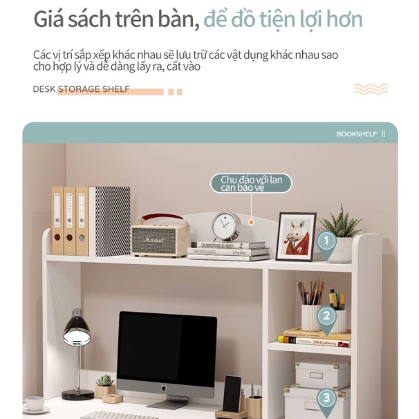 Bàn máy tính, bàn học có giá sách đa chức năng - FU158