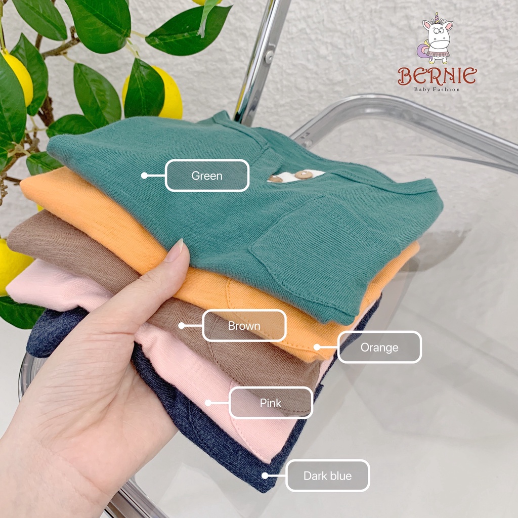 Áo phông bé trai cổ V, áo thun bé trai cotton xước mềm mát Bernie