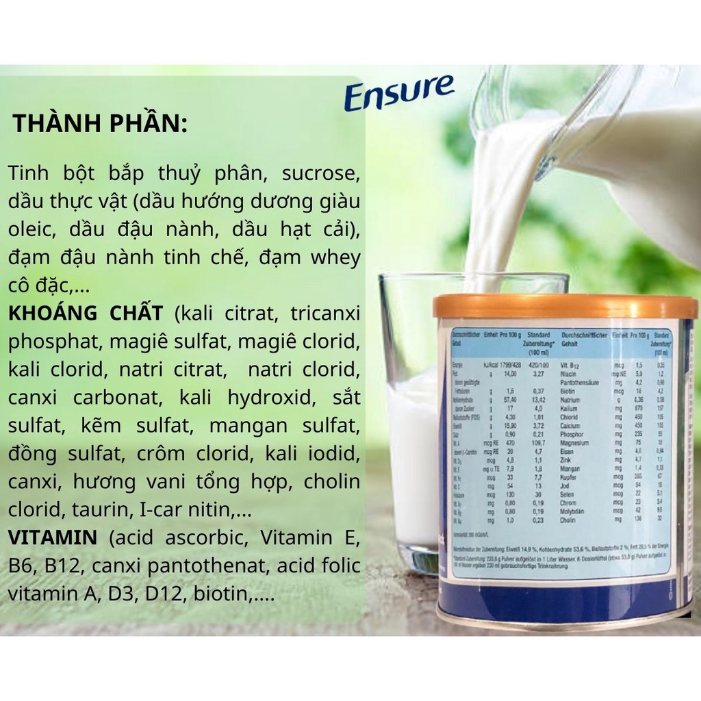 Sữa Ensure Đức 400g  Hương Vani, Ensure VANILLE GESCHMACK Chính Hãng Giá Tốt