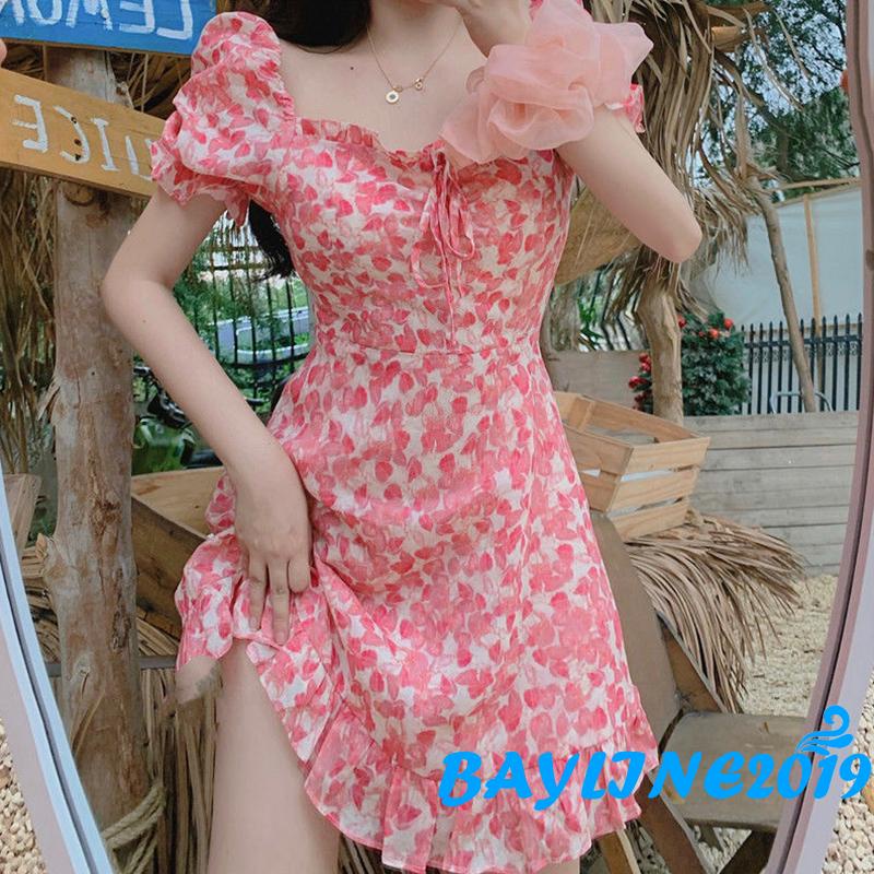 Đầm chữ A ngắn tay cổ tròn thời trang nữ tính