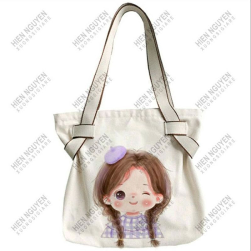 Túi đeo vai, đi làm, đi học đẹp giá rẻ, form to, 2 lớp, vải canvas, quai luồn - CÔ BÉ