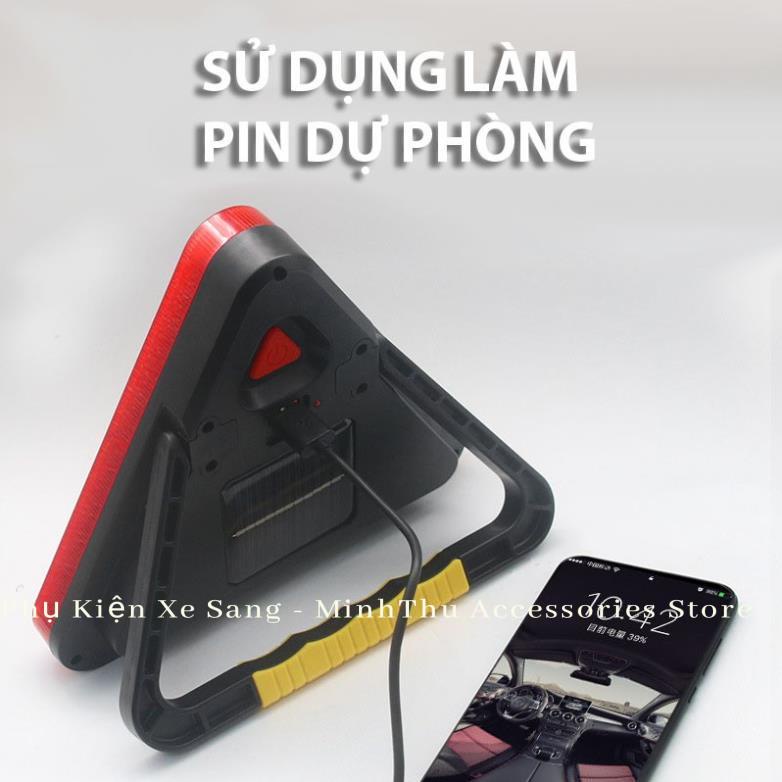 Đèn LED Cảnh Báo Nguy Hiểm Đa Năng Hình Tam Giác Kiêm Pin Sạc Dự Phòng Cho Ô Tô Xe Hơi