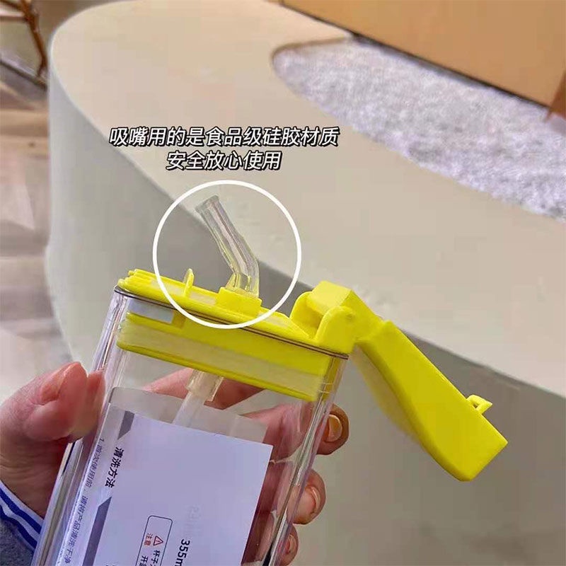 Bình Nước Bằng Nhựa Dung Tích Lớn Có Ống Hút Phong Cách Xiaohongshu COMIKA Cho Nam Và Nữ
