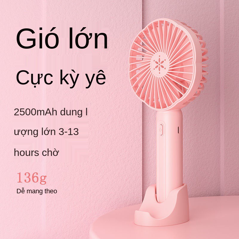 ✆❆usb năng lượng gió cầm tay quạt điện mini không ồn có thể sạc lại