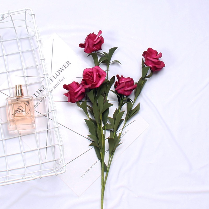 Hoa hồng giả bông hồng trang trí bàn làm việc, bàn học phòng ngủ phòng khách VINTAGE HH073