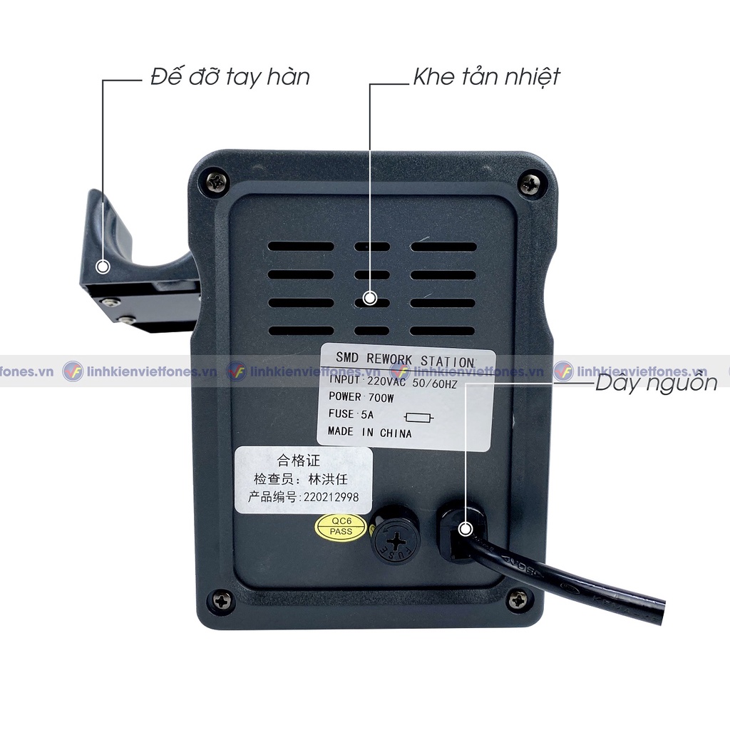 Máy khò Sugon 858D 700W, 100 – 500 độ, ngủ tự động