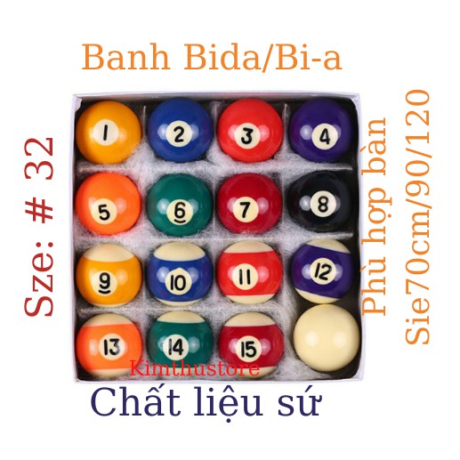 Set 16 Bóng/ Banh Bida/bia mini,chất liệu sứ size 32mm.