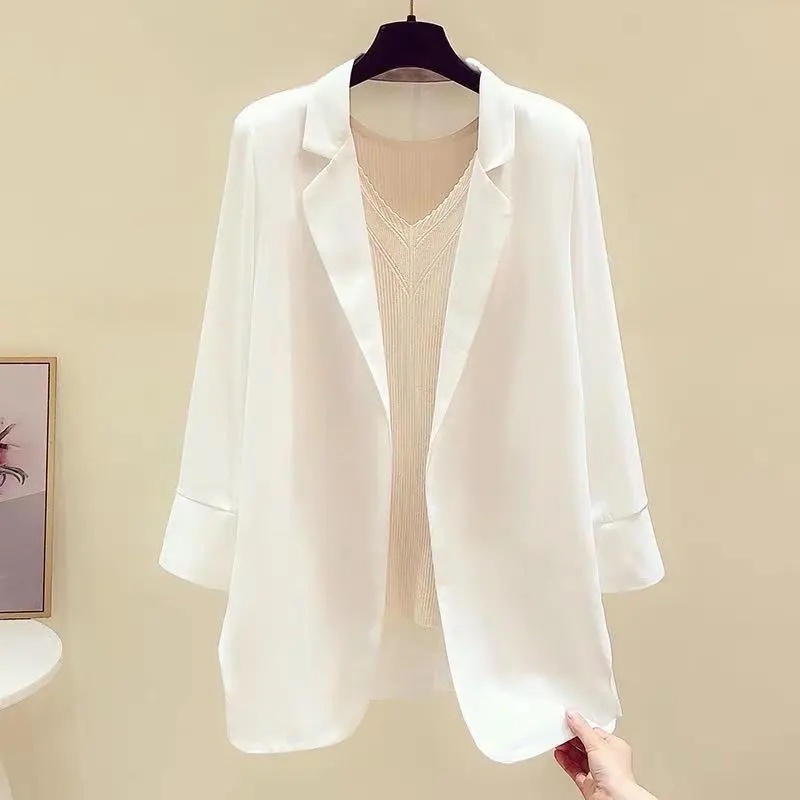 Áo Khoác chiffon Mỏng Màu Trắng Dáng Rộng Phong Cách Phương Tây Dành Cho Nữ