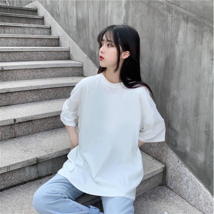 Áo thun unisex nam nữ trơn tay lỡ chất vải  Cotton phông rộng