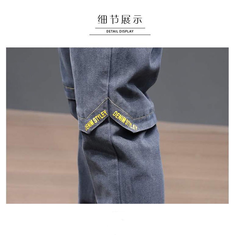 Quần Jean Dài Dáng Rộng Co Giãn Tốt Kiểu Hàn Quốc Cá Tính Cho Nam Dễ Phối Đồ