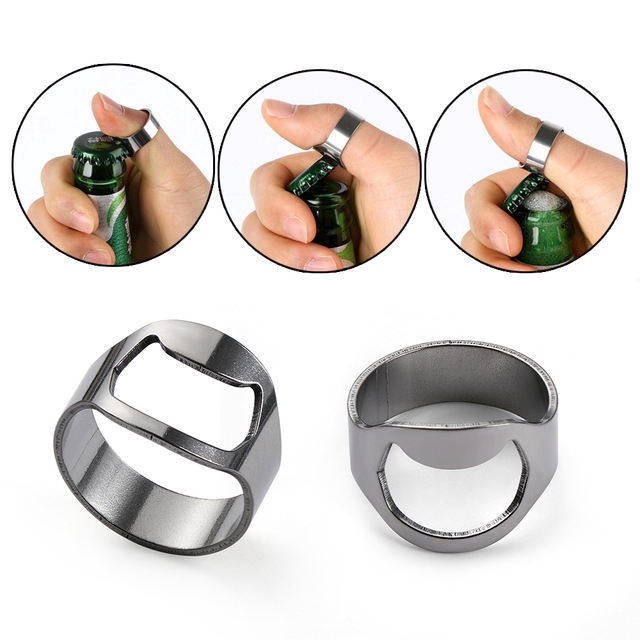 Dụng cụ mở nắp chai đeo ngón tay bằng thép không gỉ tiện dụng
