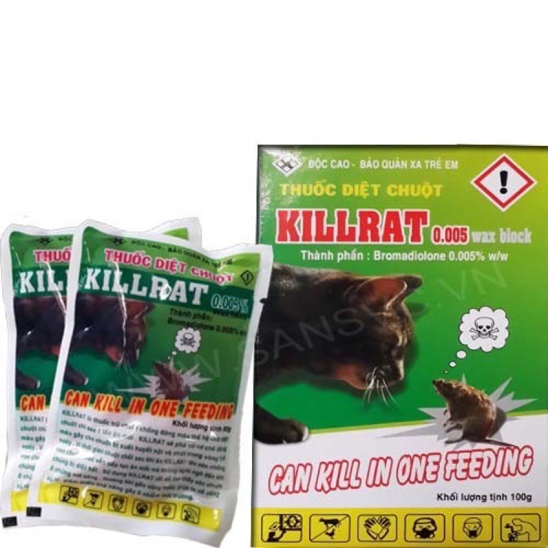 Thuốc Diệt Chuột KILLRAT -  Kẹo Diệt Chuột, Diệt Côn Trùng AONISU (hộp 2 gói).