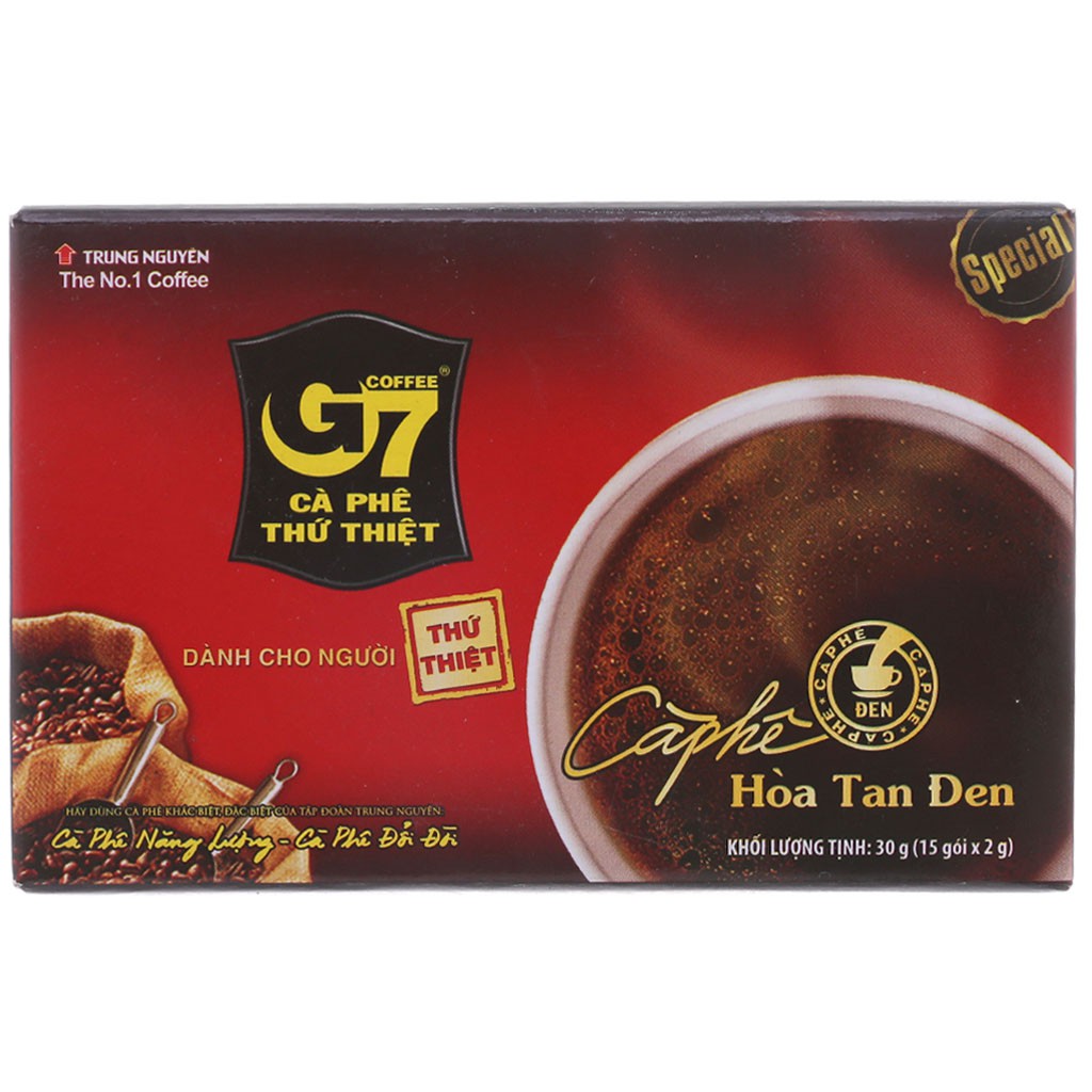 [CHÍNH HÃNG] Cà Phê Đen Hòa Tan G7 Hộp 30g (15 gói x 2g)