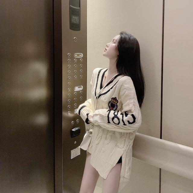 Áo khoác len dáng rộng tay dài thời trang thu đông mới cho nữ 2021