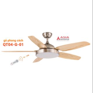 Quạt trần cao cấp có đèn led asia lighting QT04-G-01( bảo hành 2 năm cam kết hàng chính hãng)