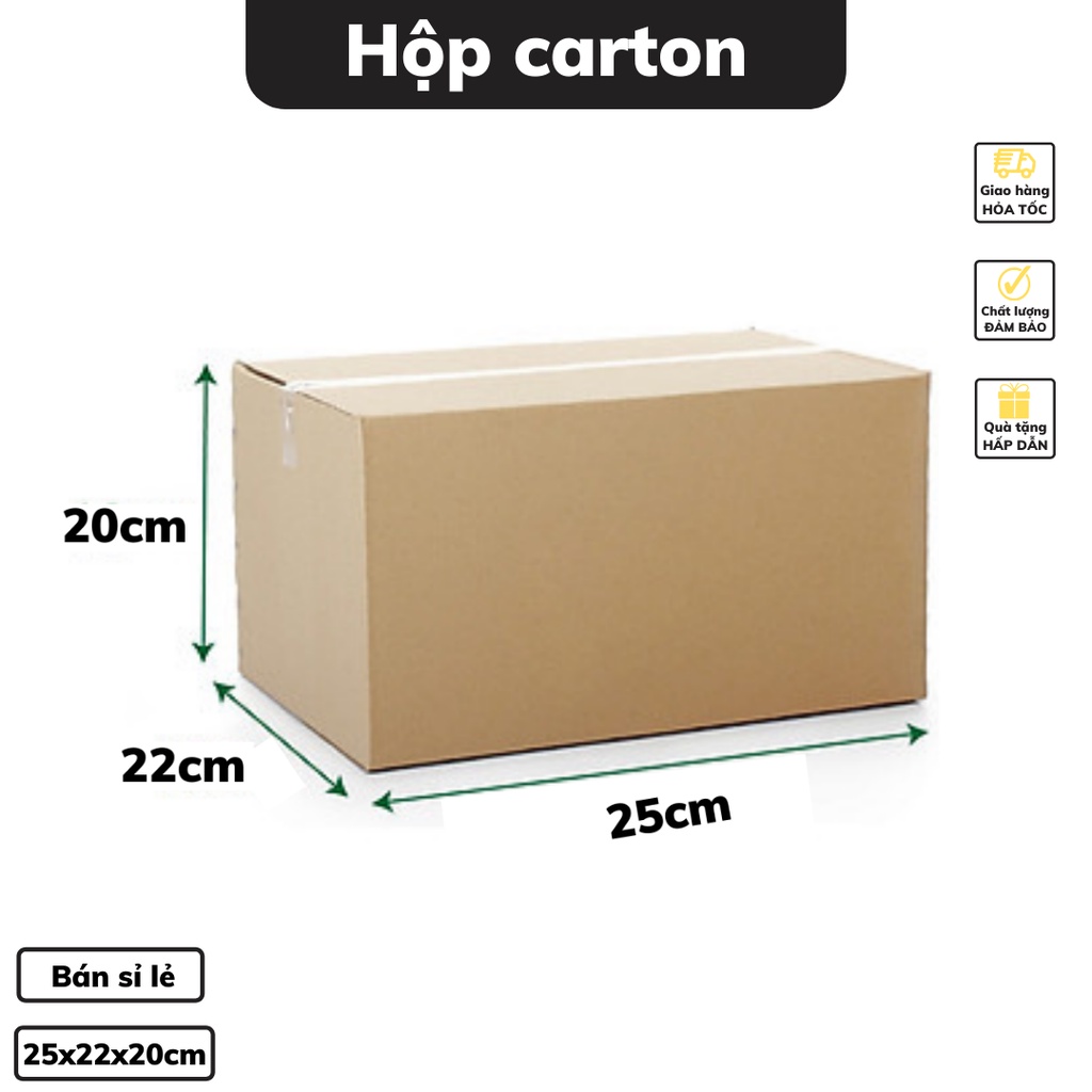 Thùng carton 25 x 22 x 20 cm đóng hàng hộp giấy carton dày 3 lớp chắc chắn có bán sỉ lẻ nhiều kích thước