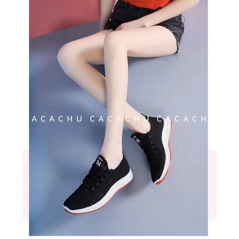 Giày thể thao nữ sneaker đẹp hot trend 2021 chữ M chạy bộ tập gym CACACHU G004, đế siêu êm vải lưới thoáng khí giá rẻ