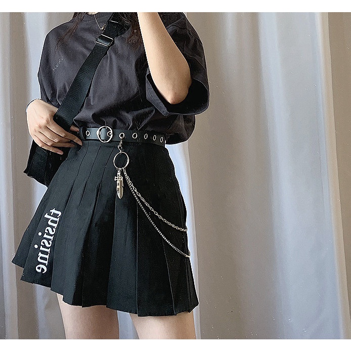 SmileFairyCC【COD &amp; Hàng Có Sẵn】Thắt lưng da thời trang cá tính Cutout Punch-free Chain belt