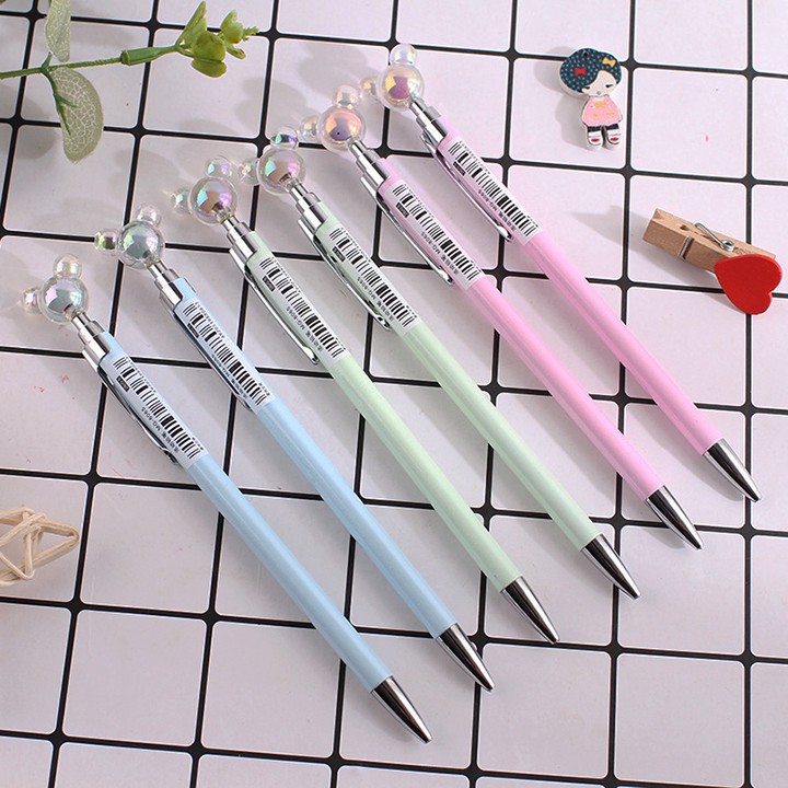 HCM -Bút chì bấm đầu Mickey xà cừ kèm hộp ngòi bút chì
