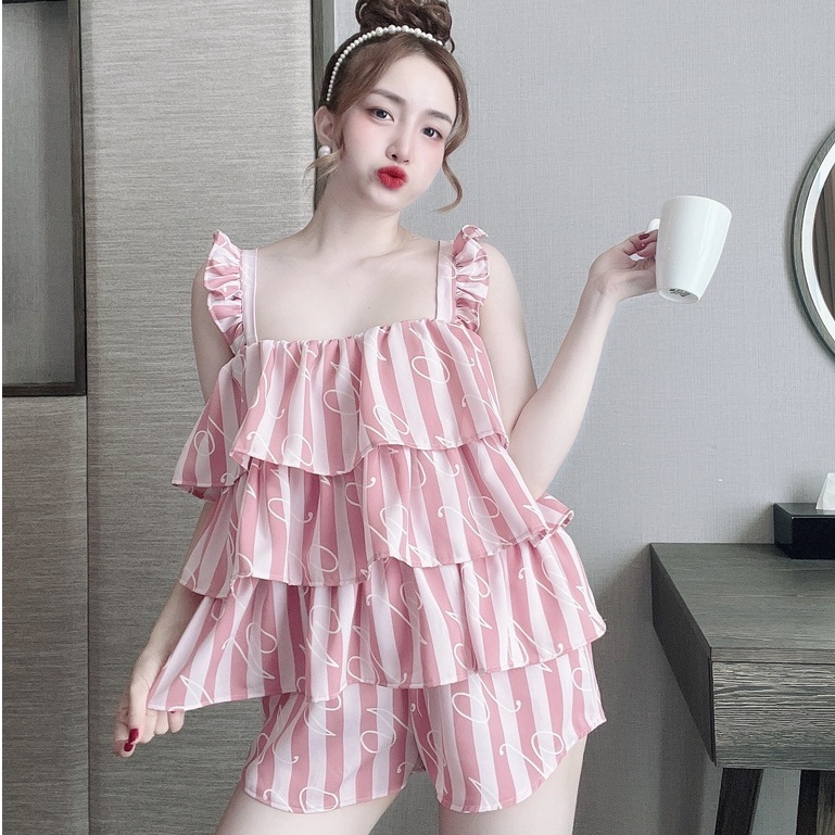 Bộ Ngủ Nữ- Đồ mặc Nhà &lt; Free Ship&gt; BỘ MANGO 3 TẦNG 40-65 kg