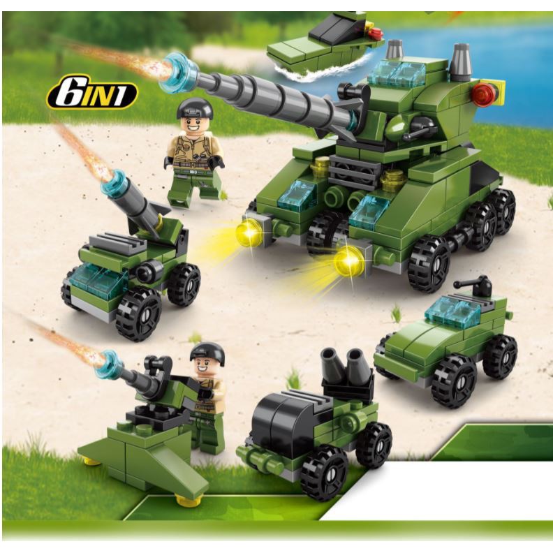 BỘ ĐỒ CHƠI XẾP HÌNH LEGO 6 IN 1 137 CHI TIẾT XE TĂNG CHIẾN ĐẤU