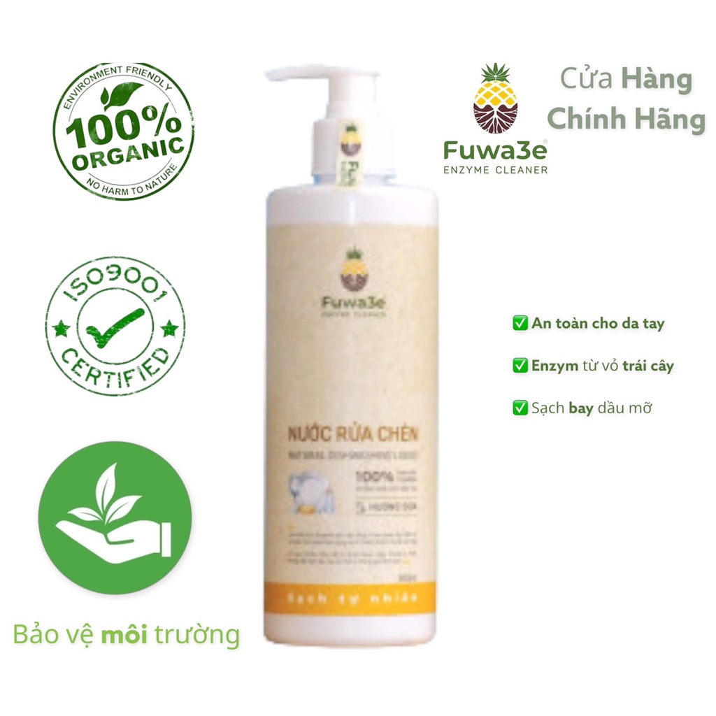 Nước rửa chén bát Fuwa3e hữu cơ Enzyme sinh học organic  an toàn bảo vệ da tay