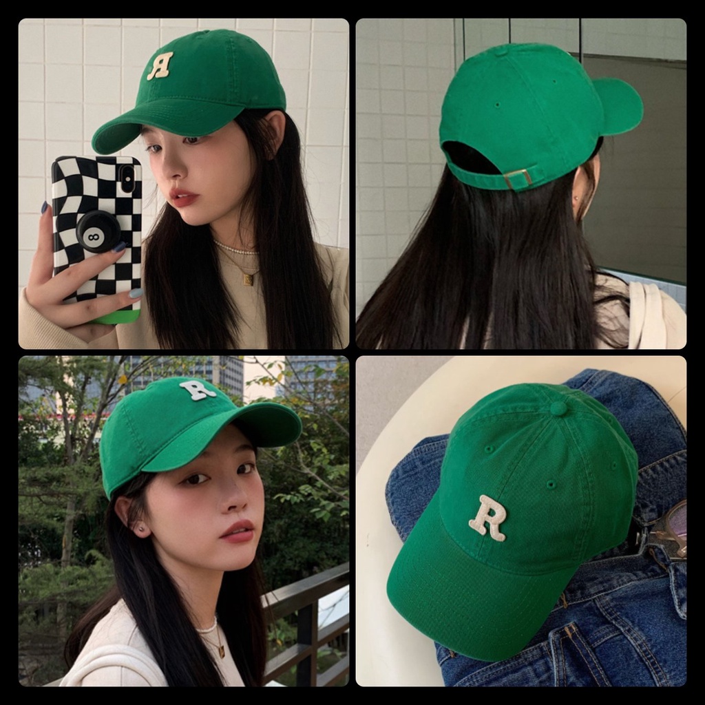 Mũ lưỡi trai thêu chữ R sắc màu nón kết nam nữ độc đẹp phụ kiện unisex chụp ảnh chất lượng nhiều màu sành điệu