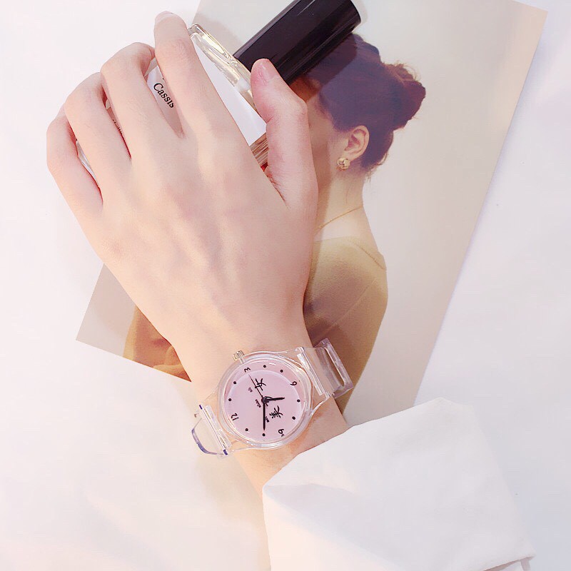  [Cute Girl] Đồng hồ nữ dây nhựa dẻo DND mặt hồng cực cute | BigBuy360 - bigbuy360.vn