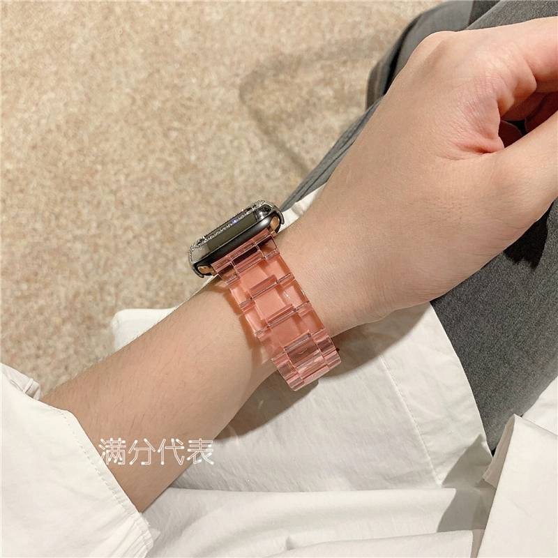 Dây Đeo Resin Trong Suốt Kích Thước 41mm 45mm 44mm 40mm Cho Iwatch Series 7 6 5 SE 4 3 2 1 42mm  38mm