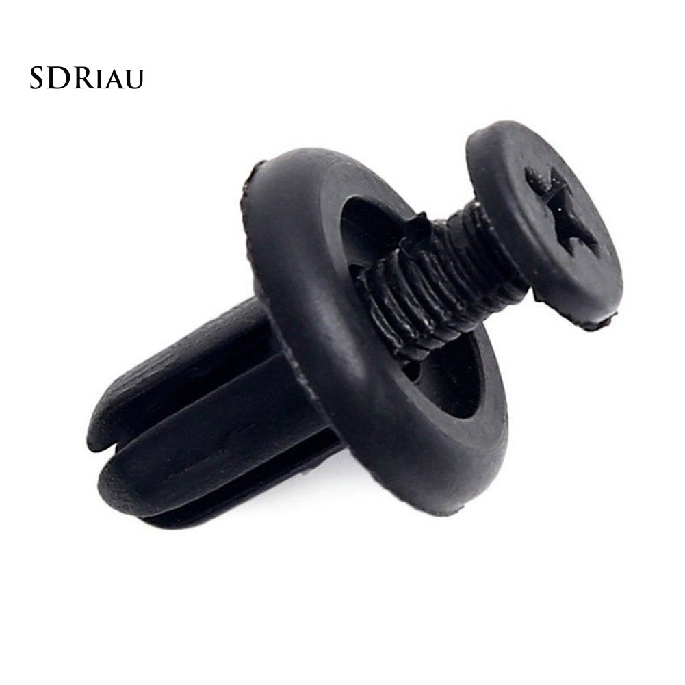 Bộ 100 đinh tán nhựa cố định tấm chắn bùn xe hơi lỗ 6mm