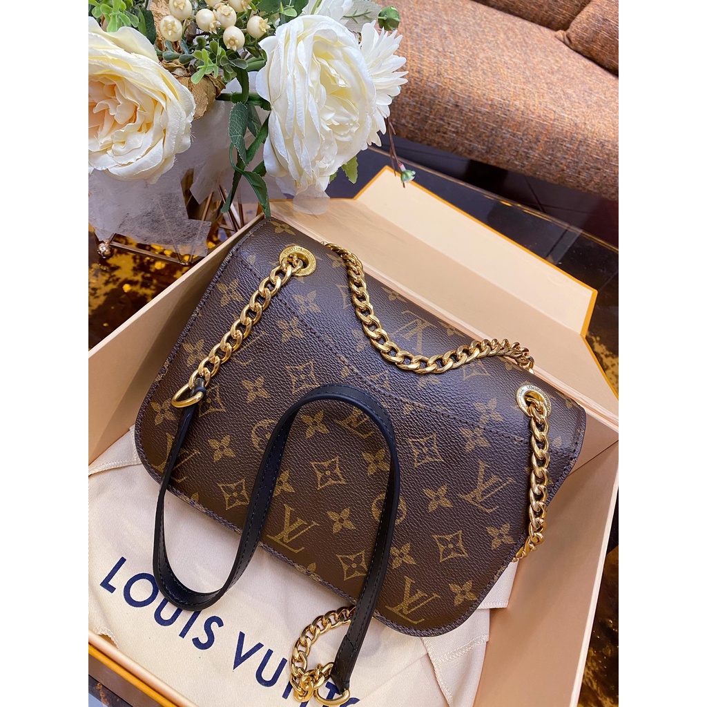 Túi Chain nữ da thật thời trang cao cấp Louis Vuitton LV thiết kế khóa logo kim loại đẹp mắt