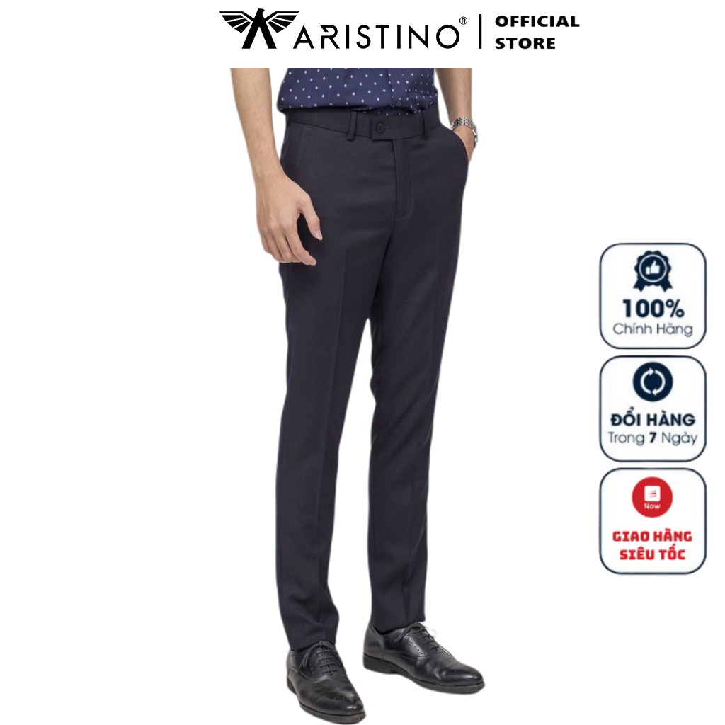 Quần Tây Nam Aristino ATRR0109 Quần Âu Nam Màu Xanh Tím Than 66 Dáng Slim Fit Vải Polyester