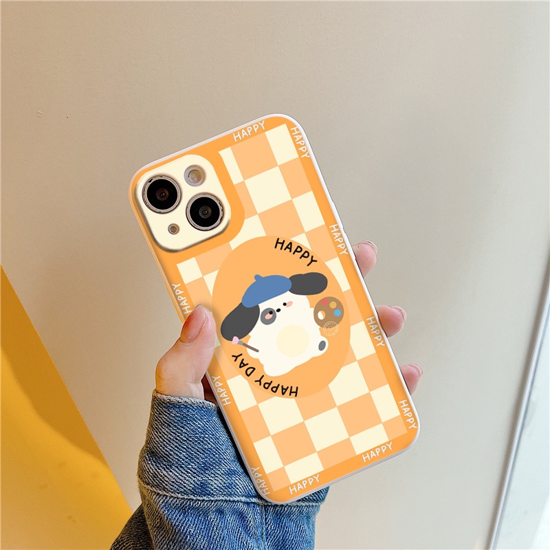Ốp lưng iphone gấu happy day drawing đủ mã viền vuông iPhone 13 12 11 Pro Max 7/7Plus/8/8Plus/X/Xs/Xs Max/11/11pro